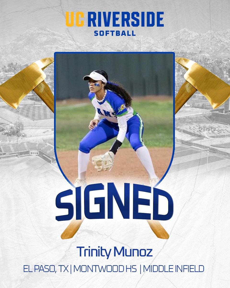 UC Riverside Softball (@ucrsoftball) on Twitter photo After a long wait, our first signee for the 2025 class. Welcome to the Riv, <a href="/TrinityMunoz002/">Trinity Munoz</a>.
#KeepChopping After a long wait, our first signee for the 2025 class. Welcome to the Riv, <a href="/TrinityMunoz002/">Trinity Munoz</a>.
#KeepChopping