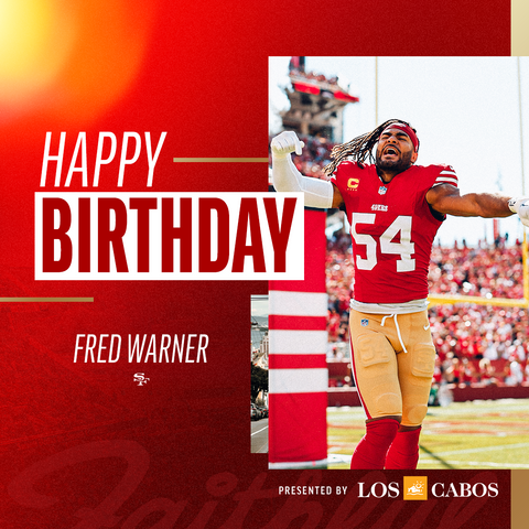 49ers's tweet photo. Happy birthday @fred_warner! 🥳 https://t.co/sEKeKkYQ8H