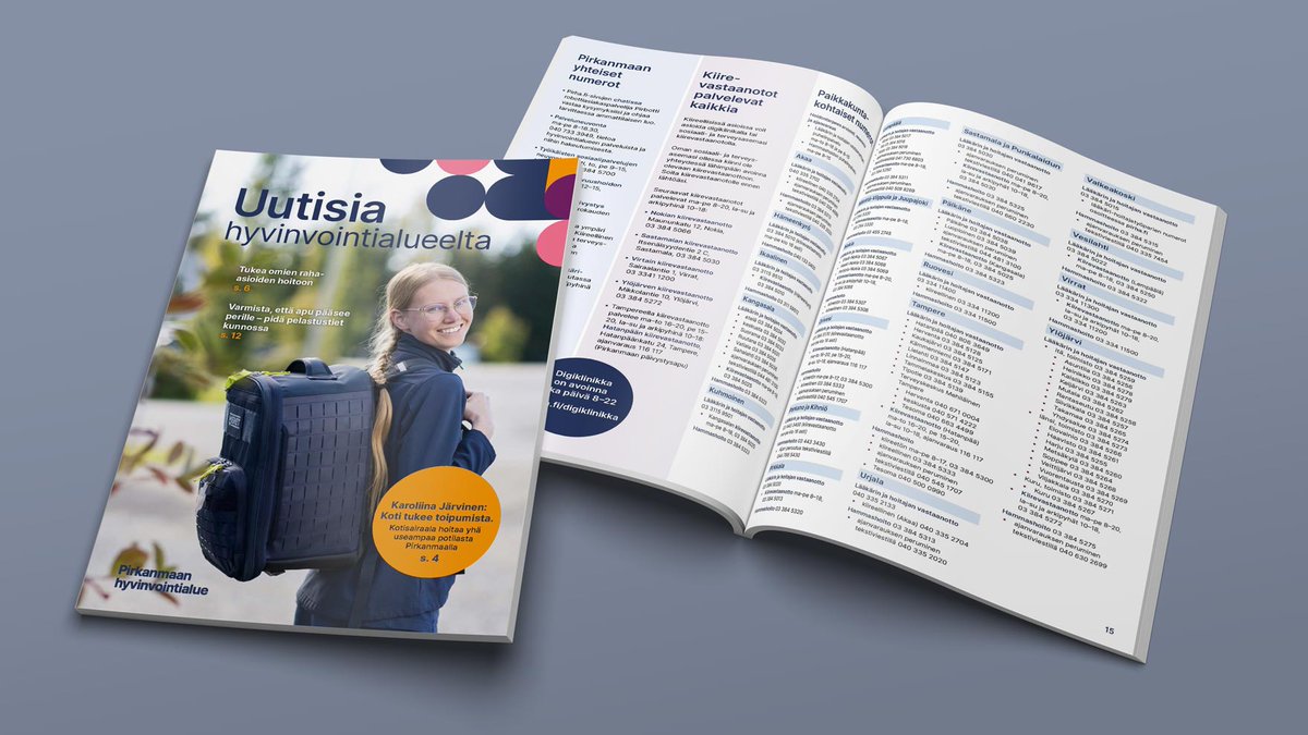 📫Postia tulossa pirkanmaalaisille 20.11. 

Uutisia hyvinvointialueella sisältää esim.
👉 infoa talousneuvolan palveluista, puolesta asioinnista ja palvelupistepäätöksistä
👉 koosteen tärkeistä puhelinnumeroista.

Saatavana myös digitaalisena 👉 pirha.emmi.fi/l/ShkR7j6xchNd