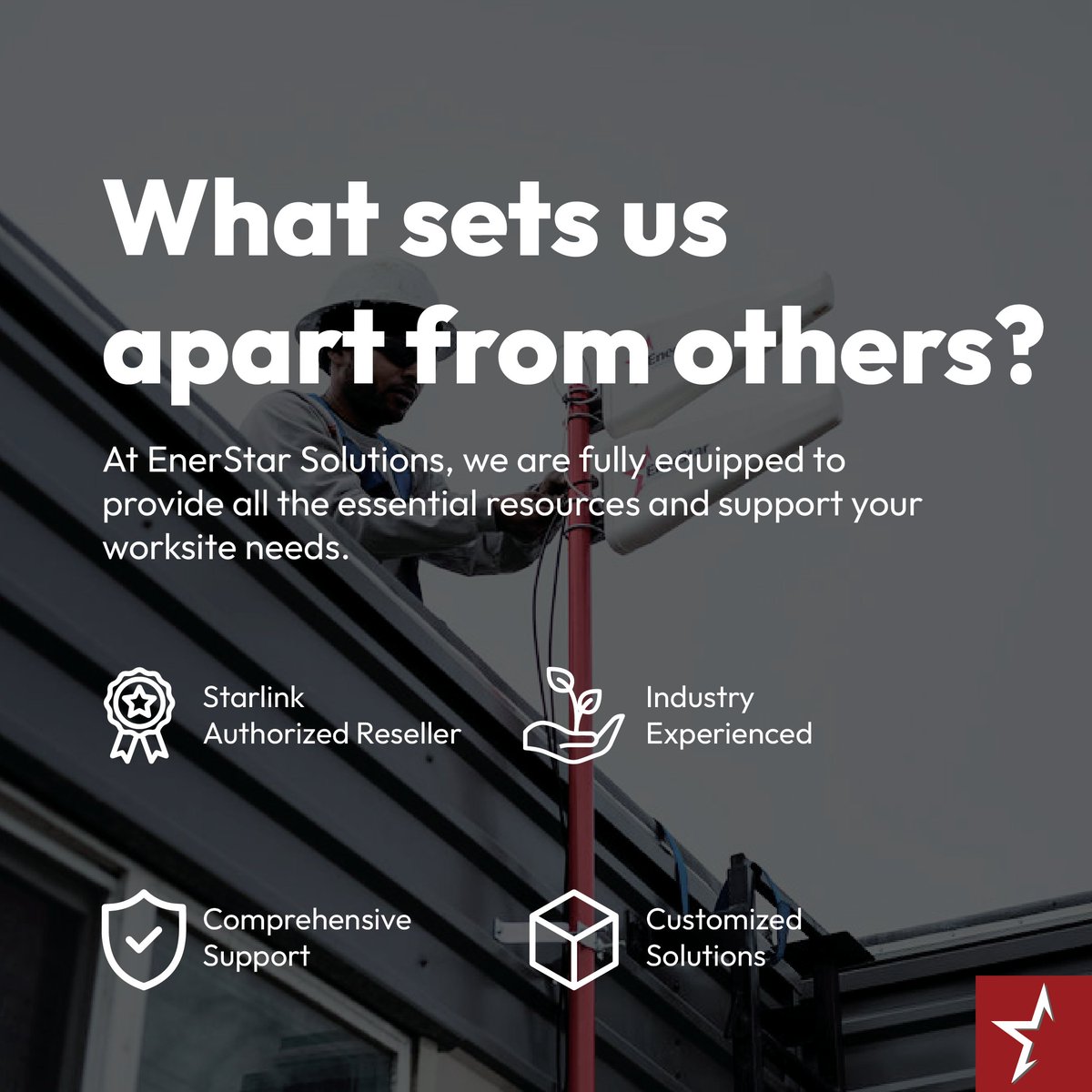 EnerStarSoln's tweet photo. What sets EnerStar Solutions apart? Our full package: equipment, expertise, and ongoing support to boost your worksite's efficiency. Let's tackle your challenges together! Get your custom solution today at https://t.co/T4ENQNhFqh. #Efficiency #Support https://t.co/3iqc1svYyd