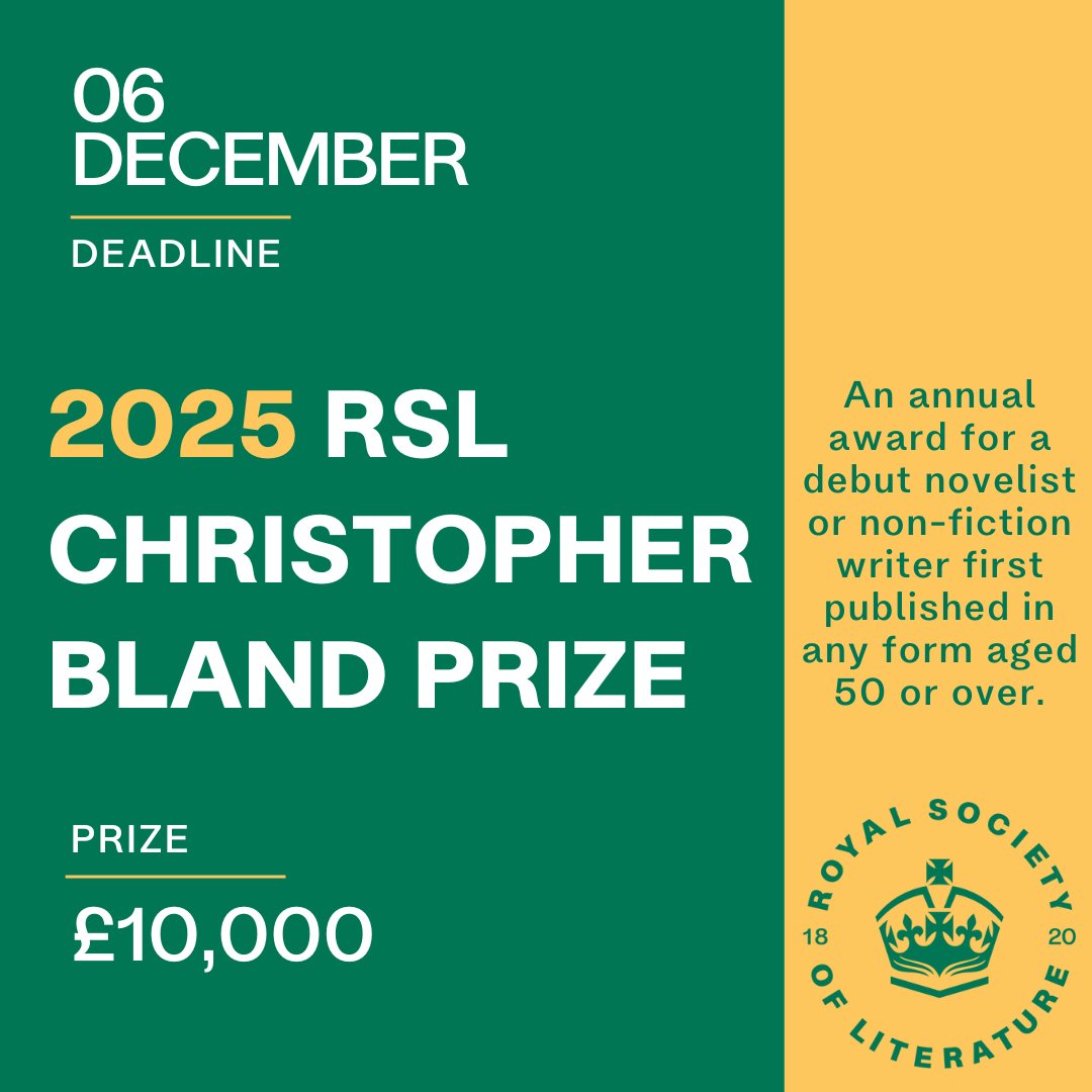 We are currently open for entries for the 2025 RSL Christopher Bland Prize! ✍The Prize was launched in 2018 in memory of Sir Christopher Bland who didn’t start writing until after his retirement. 

If you are a writer aged 50 or over, apply now at bit.ly/RSL_CBPrize