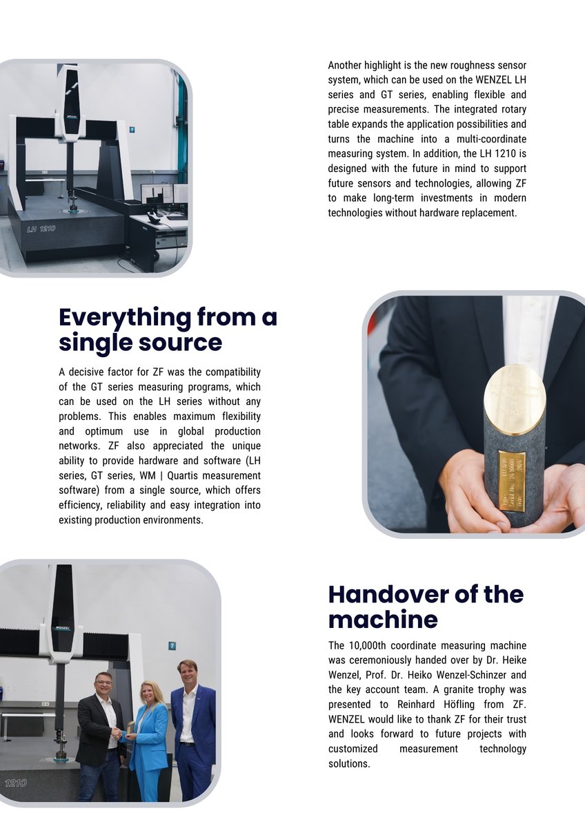 🚀 Milestone: 10,000th WENZEL CMM delivered to ZF Group! 🚀

Proudly "Made in Germany," the LH 1210 redefines precision with 1.2 µm accuracy &amp; integrated roughness sensors. Celebrating with a granite trophy for ZF's trust &amp; partnership.

Details: en.wenzel-group.com/news/jubilaums…