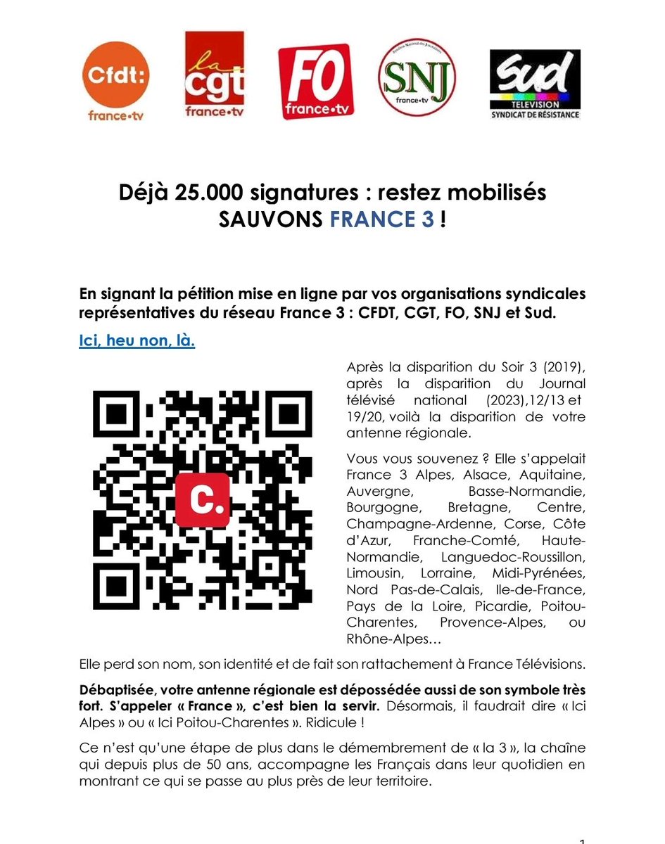 SNJ_national's tweet photo. SAUVONS FRANCE 3 !

Signez la pétition intersyndicale ⬇️ 
https://t.co/kXkR1wWWz9 https://t.co/Ee0L6MJ5db