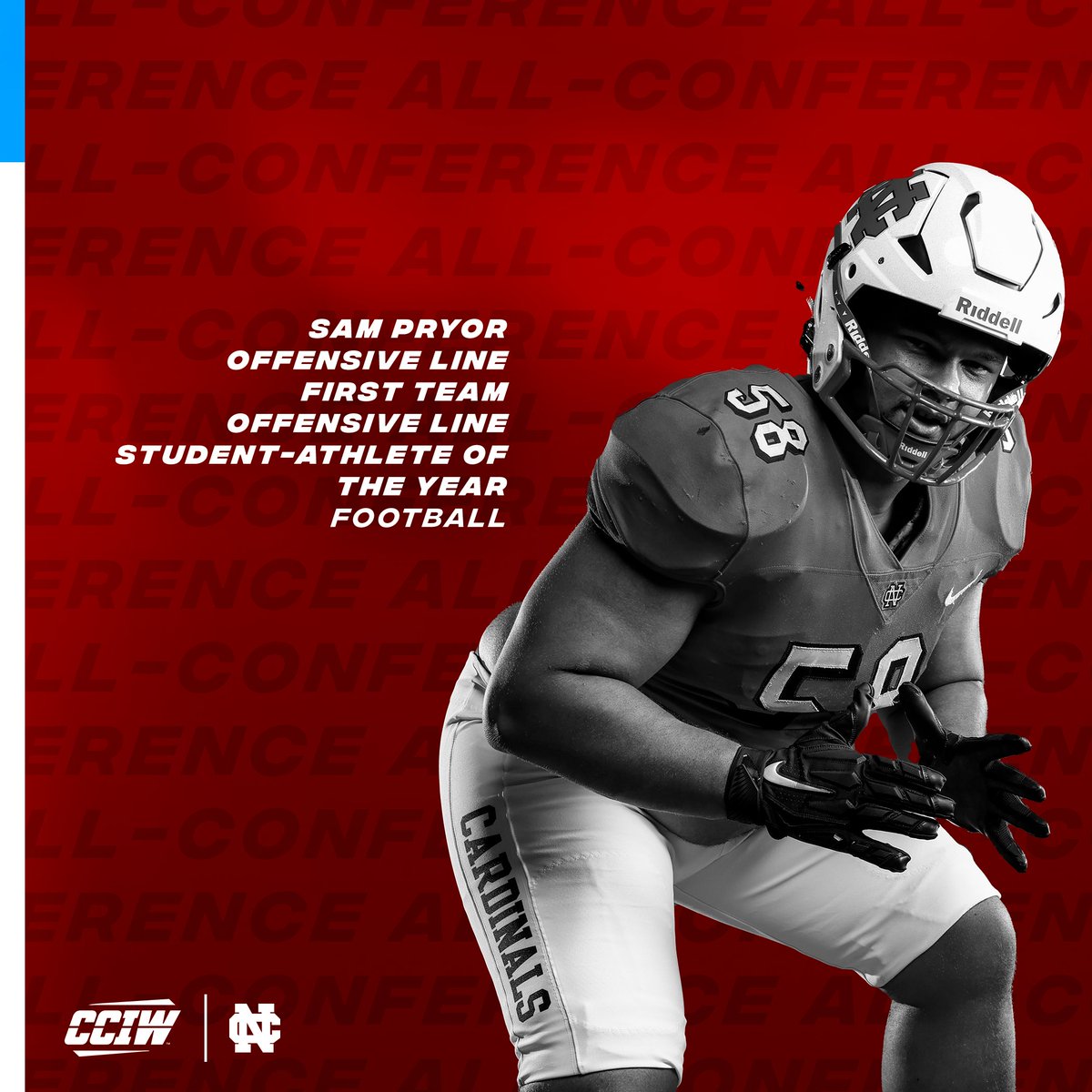 NCC_Athletics's tweet photo. After closing out a fourth straight @CCIW_Athletics title, @football_ncc has claimed a record-tying 19 All-CCIW selections including each of the conference's major individual awards.

The full list: https://t.co/EOkLKist80

#WeAreNC #d3fb 🏈 https://t.co/msGl0UWh1J