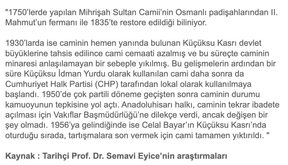 Size sadece bir örnek vereyim.

CHP tarafından “lokal” haline getirilen Küçüksu Camisi’nin acı hikayesine Küçüksu Derneği'nin kendi web sitesinden ulaşabilirsiniz.

Bakınız caminin tepesindeki radyo anteni değil, CHP’nin altı oku.

Ancak Özgür bey, partisinin jakoben tarihiyle