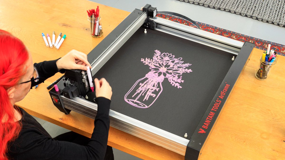 Available now at bantamtools.com

Introducing the Bantam Tools ArtFrame™ 1824, the highly anticipated art machine for professional artists. From brushes to charcoal, archival ink, and pastels, this is the tool to redefine what’s possible with art machines. This art