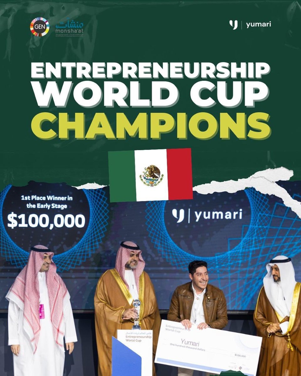 Felicito ampliamente a la startup mexicana “Yumari” por haber ganado el Campeonato Mundial de Emprendedores celebrado en Arabia Saudita , un orgullo para nuestro país su espléndido desempeño !!! Buenas noticias para iniciar la semana !!!
