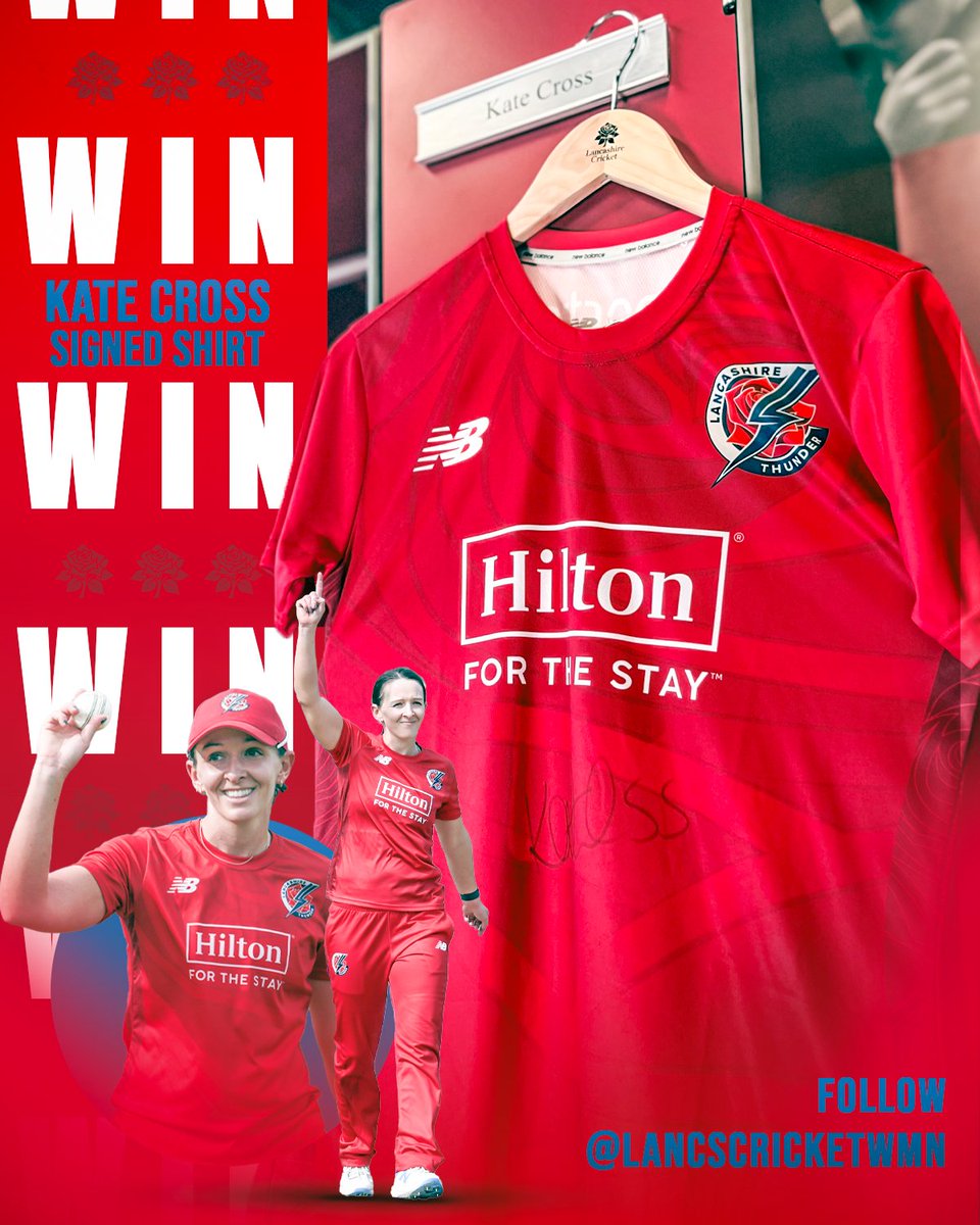 LancsCricketWMN's tweet image. 𝗪𝗜𝗡 𝗔 𝗞𝗔𝗧𝗘 𝗖𝗥𝗢𝗦𝗦 𝗦𝗜𝗚𝗡𝗘𝗗 𝗦𝗛𝗜𝗥𝗧 🤩

Repost this post and follow @LancsCricketWMN to be in with a chance of winning a Crossy signed shirt! 👇

🌹 #RedRoseTogether
