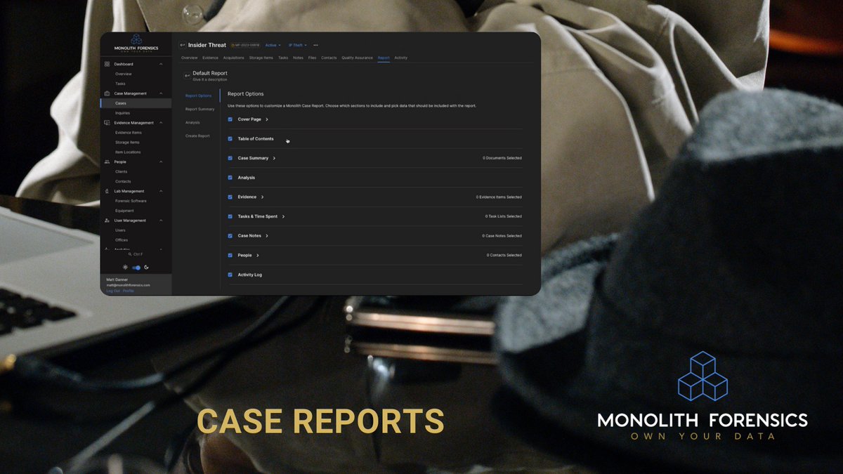 Monolith4n6's tweet photo. Keep your investigation organized with Monolith reports. Build customized settings that can be exported to Microsoft Word, making it easy to share findings with reviewers. Start today: https://t.co/twsydWpPpj #dfir #casemanagement https://t.co/0p9gZcIcwq