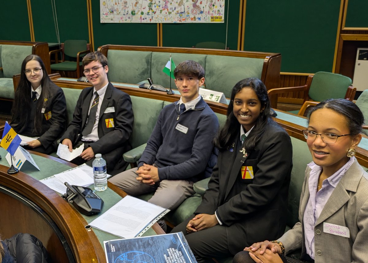 This morning’s mock COP29 conference with the InterClimate Network saw students from 14 schools come together in the council chamber to tackle global climate challenges with confidence and determination.
Our Barbados delegation represented their nation impeccably! Well done!