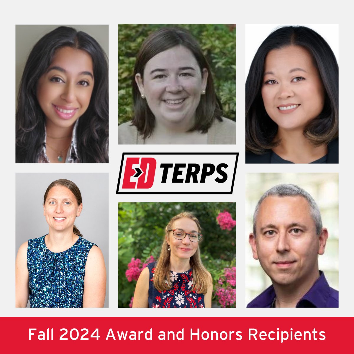 Congratulations to the #EdTerps who earned awards and honors this semester: 

Pamela Callahan Ph.D. ’24
Drew Fagan
Dana Grosser-Clarkson Ph.D. ’16
Melody Mann
Melinda Martin-Beltrán
OiYan A. Poon

Read more about their latest accomplishments: brnw.ch/21wOMQH
