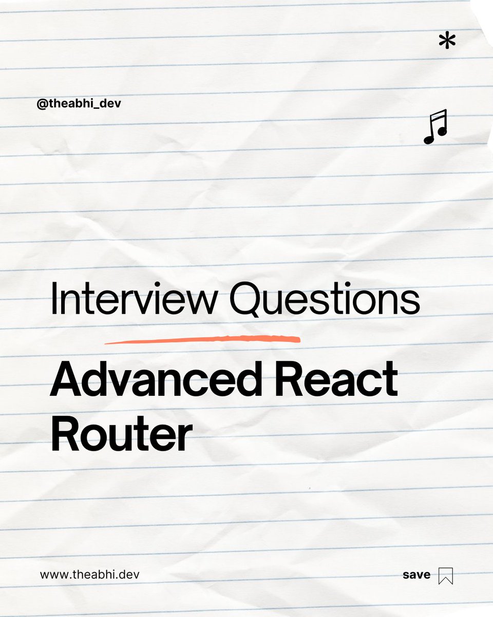 theabhi_dev's tweet image. Master React Router with these 15 interview questions! 💡 From nested routes to dynamic paths, get ready to ace your next interview. 🚀 #ReactInterview #CodingPrep