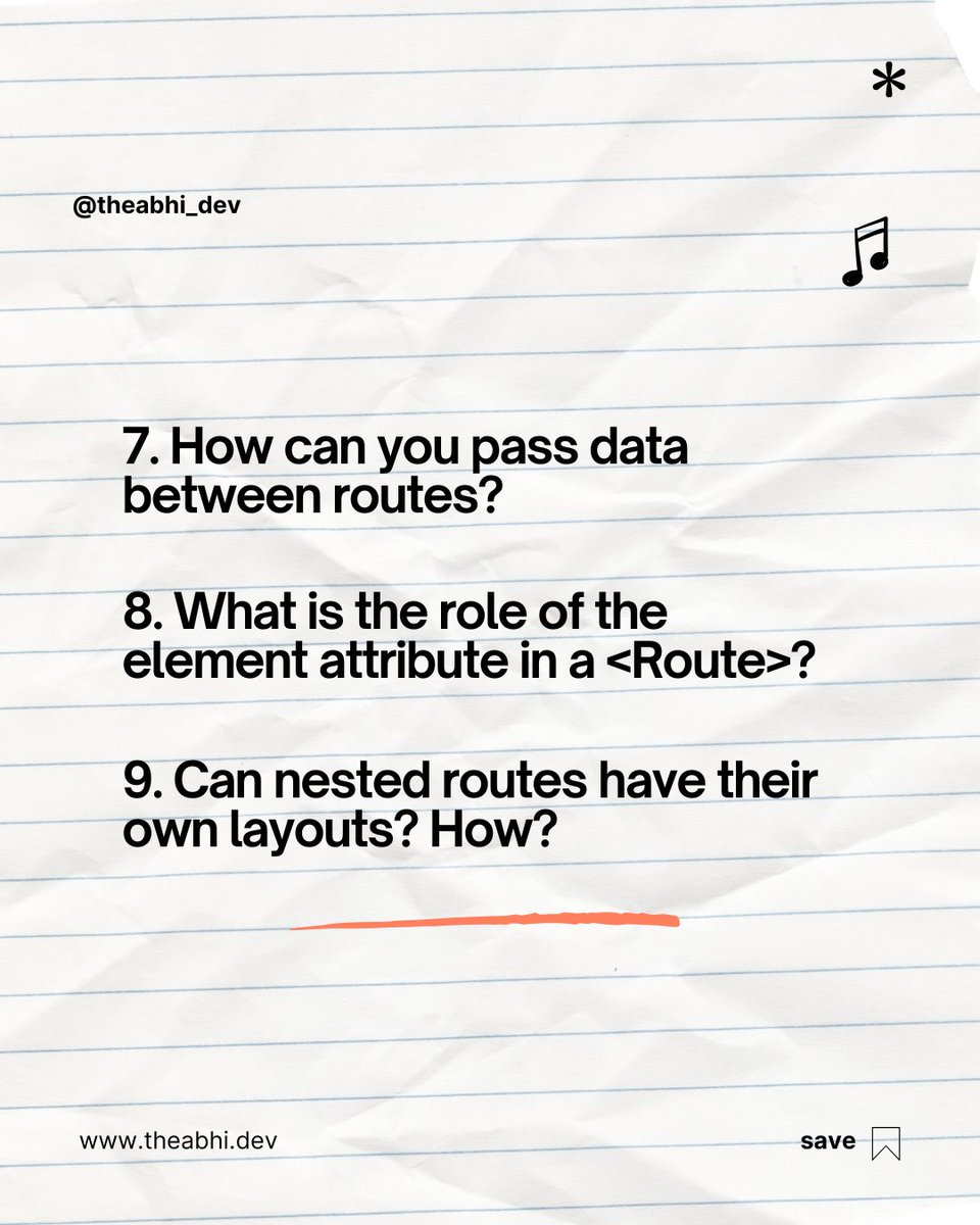 theabhi_dev's tweet image. Master React Router with these 15 interview questions! 💡 From nested routes to dynamic paths, get ready to ace your next interview. 🚀 #ReactInterview #CodingPrep