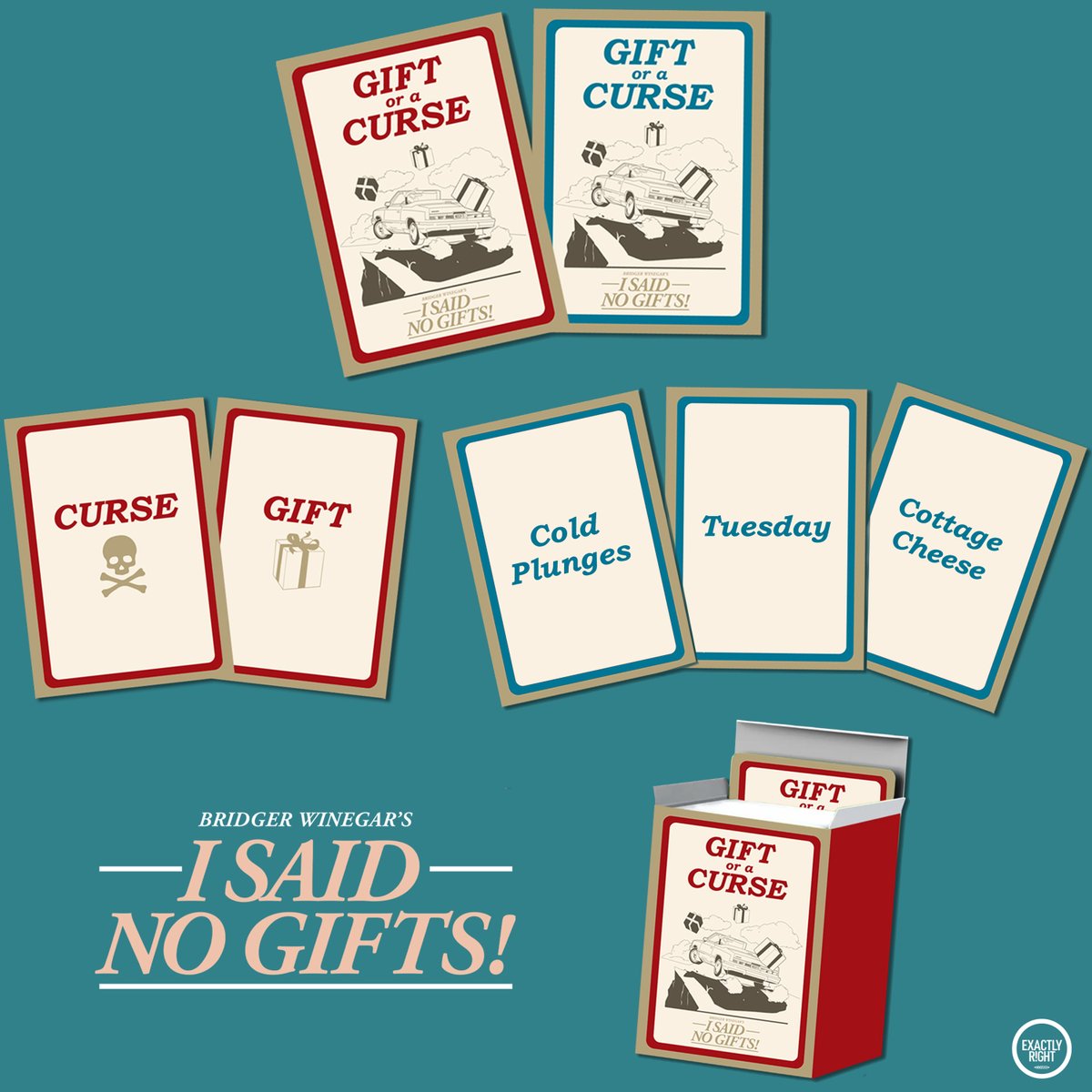 It's time to buy GIFT OR A CURSE, the card game that will alienate your friends and end your marriage:

exactlyrightstore.com/collections/i-…