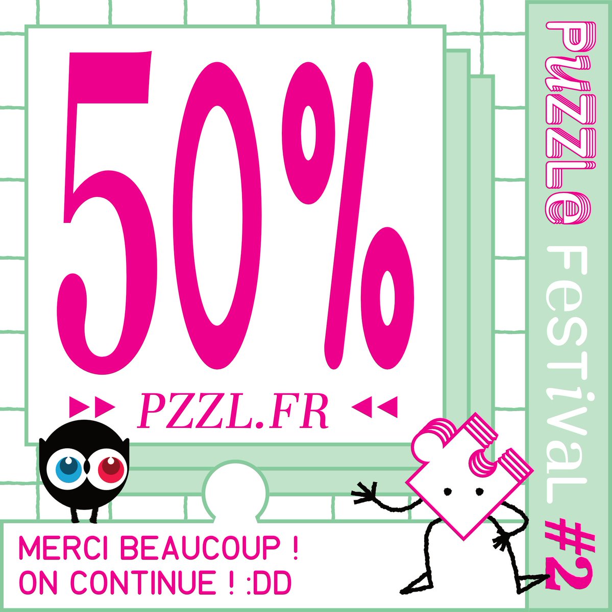 Les 50% sont passés ! N'hésitez pas à participer et continuez à partagez !
A peine plus d'une semaine pour nous permettre de réaliser ce super projet ! GO pzzl.fr !!