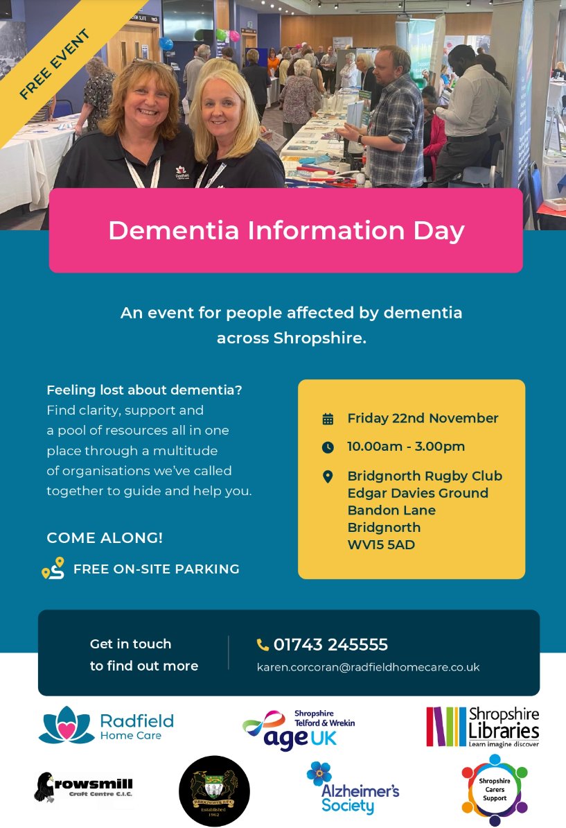 Bridgnorth Library & Visitor Information Point (@bridgnorthlibvp) on Twitter photo Join us at Bridgnorth Rugby Club for Dementia Information Day - Friday 22nd November - 10am to 3pm Join us at Bridgnorth Rugby Club for Dementia Information Day - Friday 22nd November - 10am to 3pm