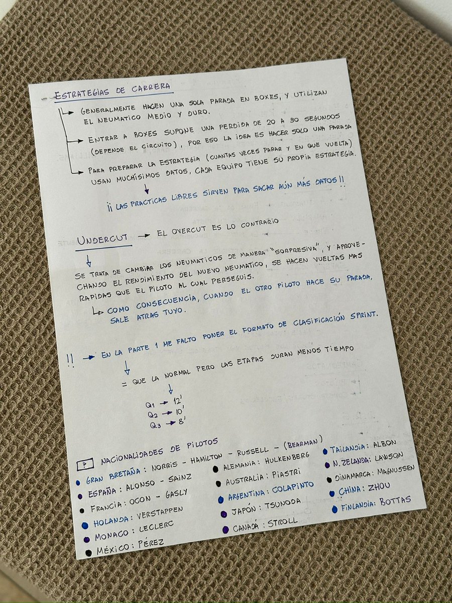 Mi novia (<a href="/flor_biasone/">𝓯𝓵𝓸𝓻 🍒</a>) me había pedido la parte 2 del apunte sobre la Formula 1, y la recibió hace unos días con mucha información que en la primera parte no estaba. 

Se las dejamos a ustedes, esperemos que les sirva. 🏎️❤️