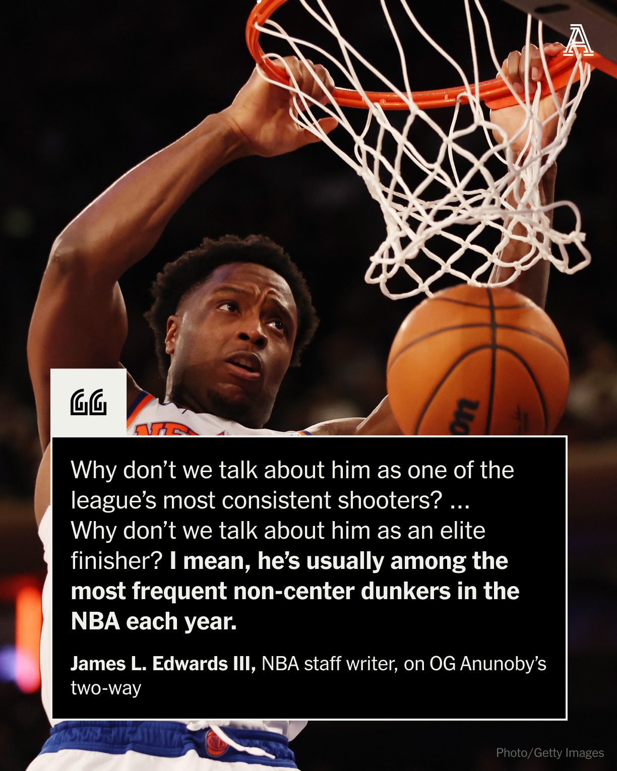 The Athletic NBA on X: &ldquo;Knicks' OG Anunoby is tired of being known 