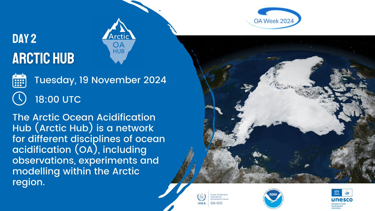 The final session for Day 2 of #OAWeek2024 is hosted by our most Northern Hub, the Arctic OA Hub ❄️
Register now to hear about Arctic ocean chemistry, biological production, and Community OA projects with Indigenous and Arctic communities: tinyurl.com/ArcticOA24
