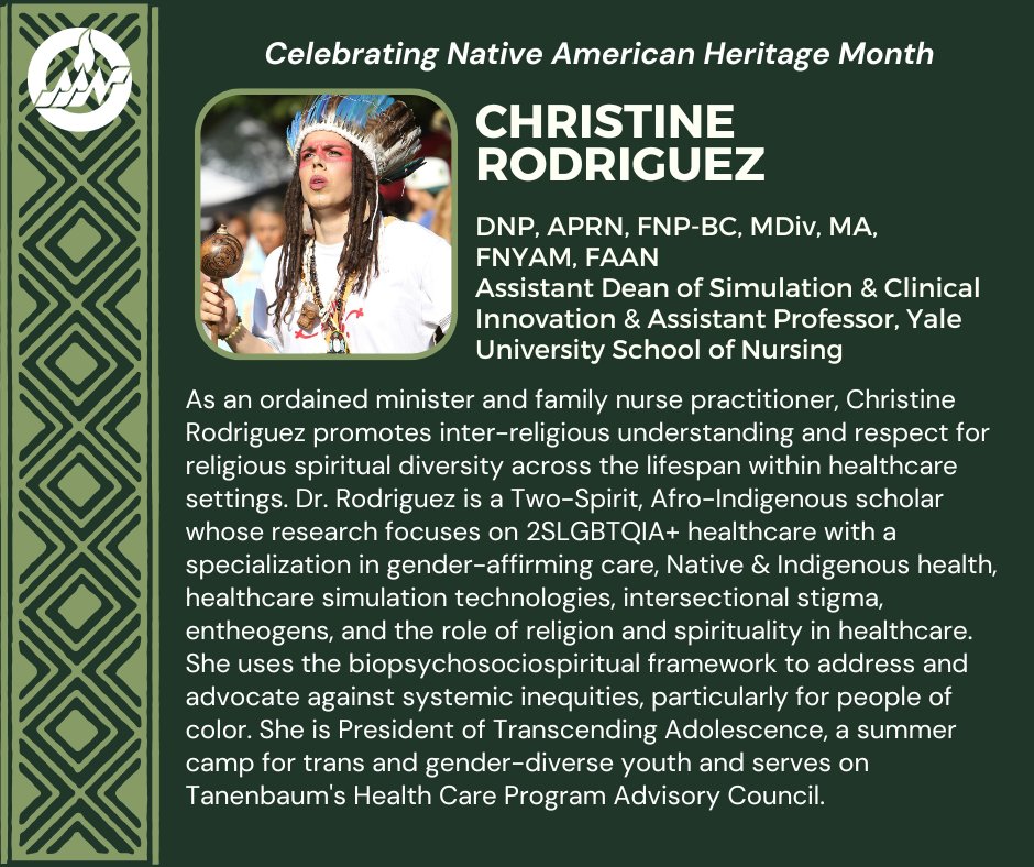 American Academy of Nursing (@aan_nursing) on Twitter photo Christine Rodriguez’s <a href="/YaleNursing/">Yale Nursing</a> career has been dedicated to reducing intersectional stigma and advancing the well-being of LGBTQ+ and Indigenous communities through a lens of promoting respect and understanding. #NativeAmericanHeritageMonth Christine Rodriguez’s <a href="/YaleNursing/">Yale Nursing</a> career has been dedicated to reducing intersectional stigma and advancing the well-being of LGBTQ+ and Indigenous communities through a lens of promoting respect and understanding. #NativeAmericanHeritageMonth