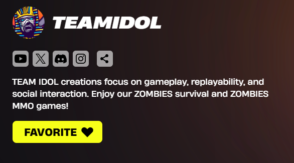 TeamIdolFC's tweet photo. Follow Team Idol on Fortnite by pressing '𝗙𝗮𝘃𝗼𝗿𝗶𝘁𝗲 ♥' on our Creator Profile. You will know when we release new maps!

Follow here: https://t.co/ktIXkUQfXg https://t.co/QXGSugY5oC
