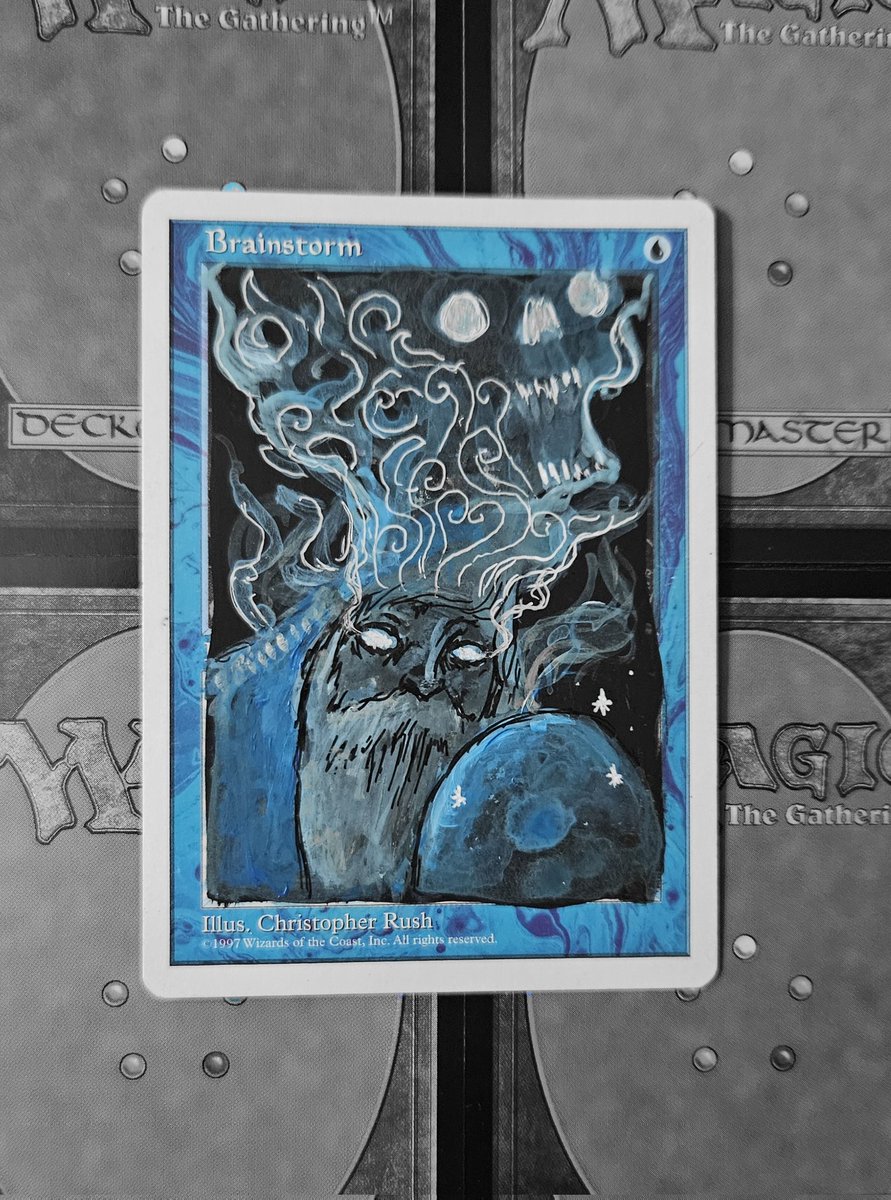 Necrosorceryart's tweet photo. Brainstorm Mtg card alter

Acrylic, micron and jelly roll pen https://t.co/Z4aUfS3w8X