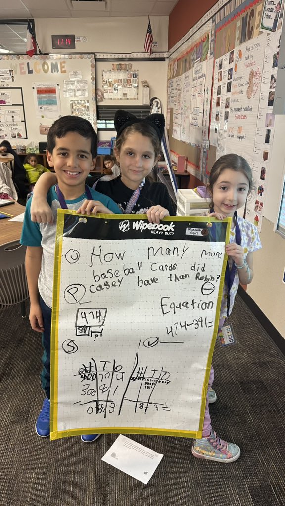 My class loves using our wipebooks today to show how they solve word problems! 🎸🎸😍😍 <a href="/MJEjags/">Jenks Elementary</a> <a href="/MJE2ndGrade/">MJE2ndGrade</a>