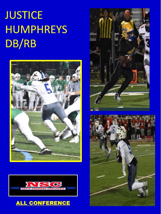 Congratulations to All-NSC DB/RB Justice Humphereys