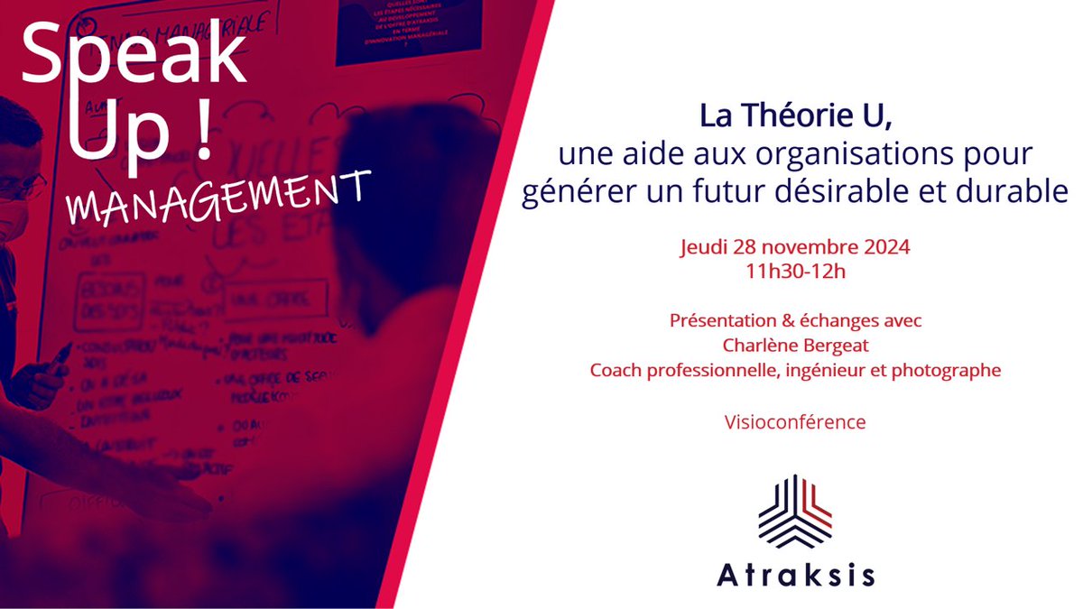 🚨 Speak’up Management 🚨
📅 RDV le 28/11 de 11h30 à 12h 
🎯 Nous aborderons la Théorie U : une approche développée pour encourager le changement transformationnel, tant au niveau personnel qu'organisationnel.
Inscrivez vous pour en savoir plus  : framaforms.org/speakup-manage…