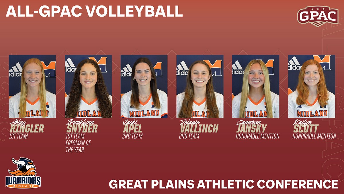 VB: Six Warriors Earn All-GPAC Honors; Snyder and Rhodes Highlighted (<a href="/Midland_VBall/">Midland Volleyball</a>)
midlandathletics.com/x/nid9g