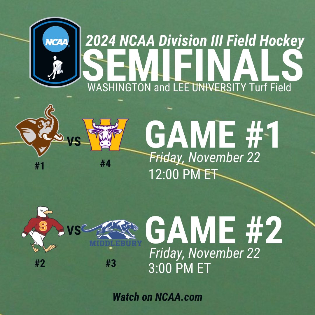 NFHCA's tweet photo. 🎉 It’s the most wonderful time of the year—NCAA Field Hockey Tournament Semifinals are here for Divisions I, II, and III! 

🏑✨  Dive into all the semifinal details for Friday, including how to watch live, and let us know: Who’s your pick to take it all? 👀 https://t.co/QhGmP09TDi