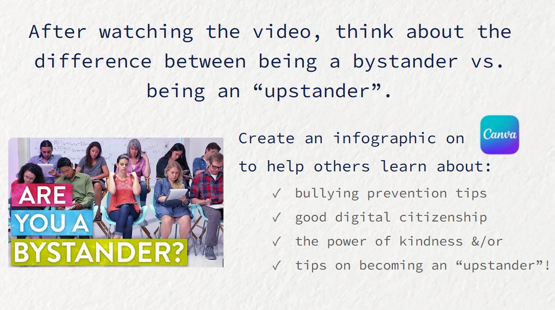 Today <a href="/StFXOCSB/">St. Francis Xavier High School</a> Ss will investigate the difference between being a bystander &amp; being an "upstander". Helping Ss build character, foster a sense of empathy &amp; use digital tools to promote tips for bullying prevention 💻🙌 <a href="/OttCatholicSB/">Ottawa Catholic School Board</a> #ocsbSpeakOut