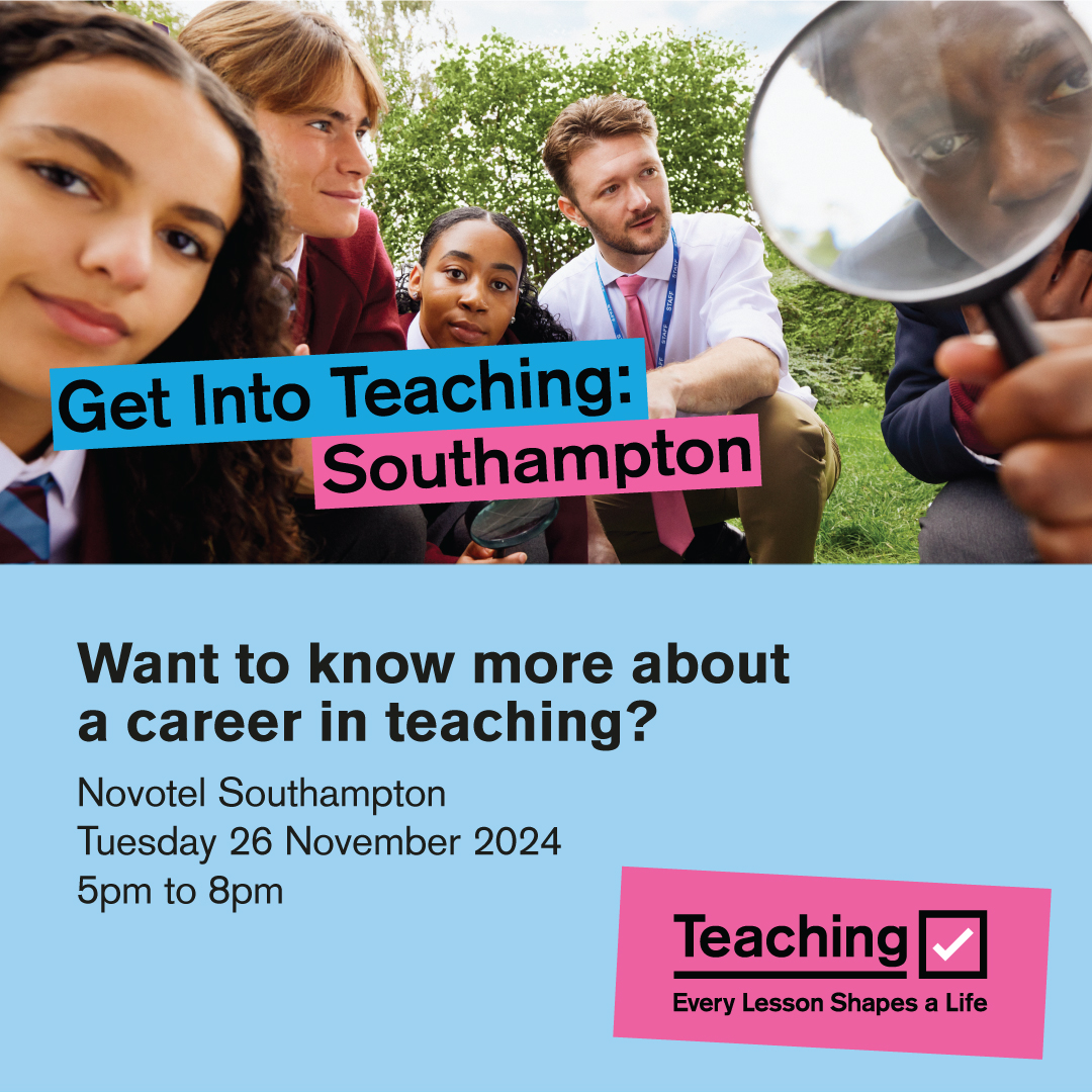 Find us at the free Get Into Teaching Southampton event on 26 Nov.
✅ Get expert advice on funding and your application
✅ Talk to teachers and course providers
✅ Connect with other people considering a career in teaching
Book at: getintoteaching.education.gov.uk/events/241126-…
<a href="/getintoteaching/">Teaching</a> #pgce