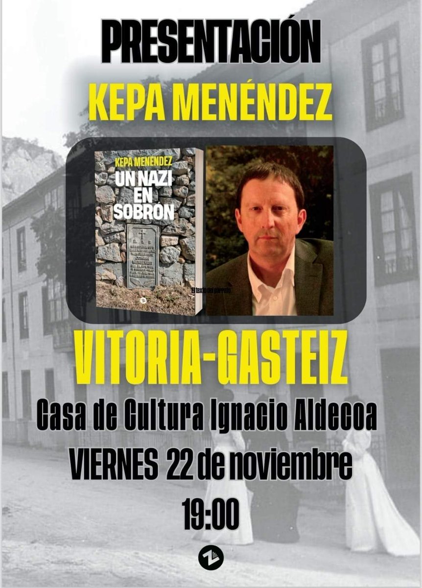⭐️ Este viernes 22 a las 19:00 estaremos presentando Un nazi en Sobrón en Vitoria-Gasteiz junto a su autor, <a href="/kepa_menendez/">Kepa Menéndez</a>. Será en la Sala Orisol de la Casa de Cultura Ignacio Aldecoa. Muchas ganas de reencontrarnos con las lectoras y lectores gasteiztarras. ¡No te lo pierdas!🔥