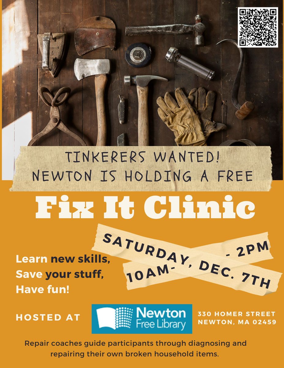The Fix-it Clinic is Back!

Saturday, December 7th
10 am to 2 pm
Reserve a timeslot with a Repair Coach.

Schedule a Repair Appointment: buff.ly/3yMWaVC