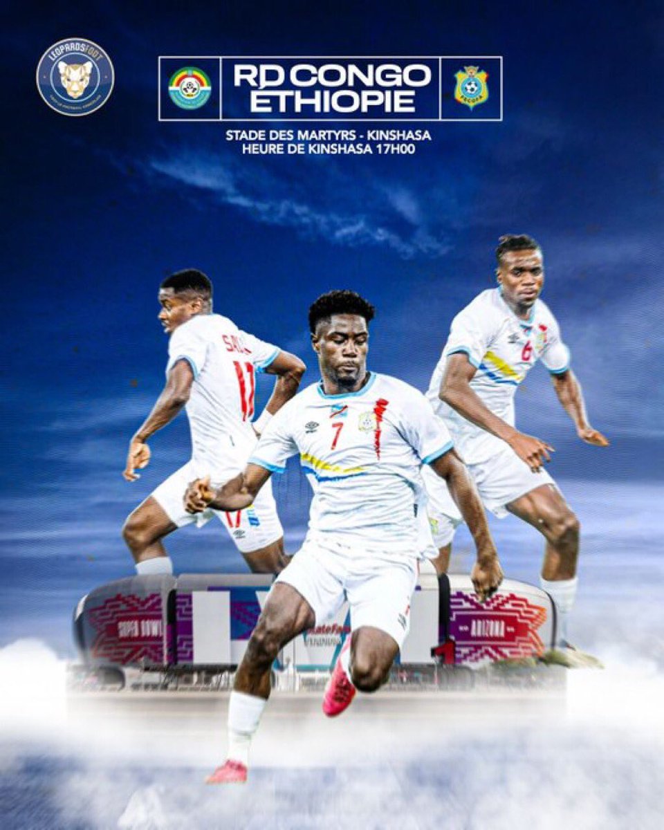 FansRdc32108's tweet photo. 🐆 RD Congo 🇨🇩 🆚 Éthiopie 🇪🇹 : finir en beauté ! 

Défaits par la Guinée samedi dernier, les Léopards auront à cœur de clôturer la campagne des qualifications de la CAN 2025 devant leurs supporters 🏟️ 🔥 

Le coup d’envoi sera donné à partir de 17H00 ( heure locale). https://t.co/jRblrSwwTY