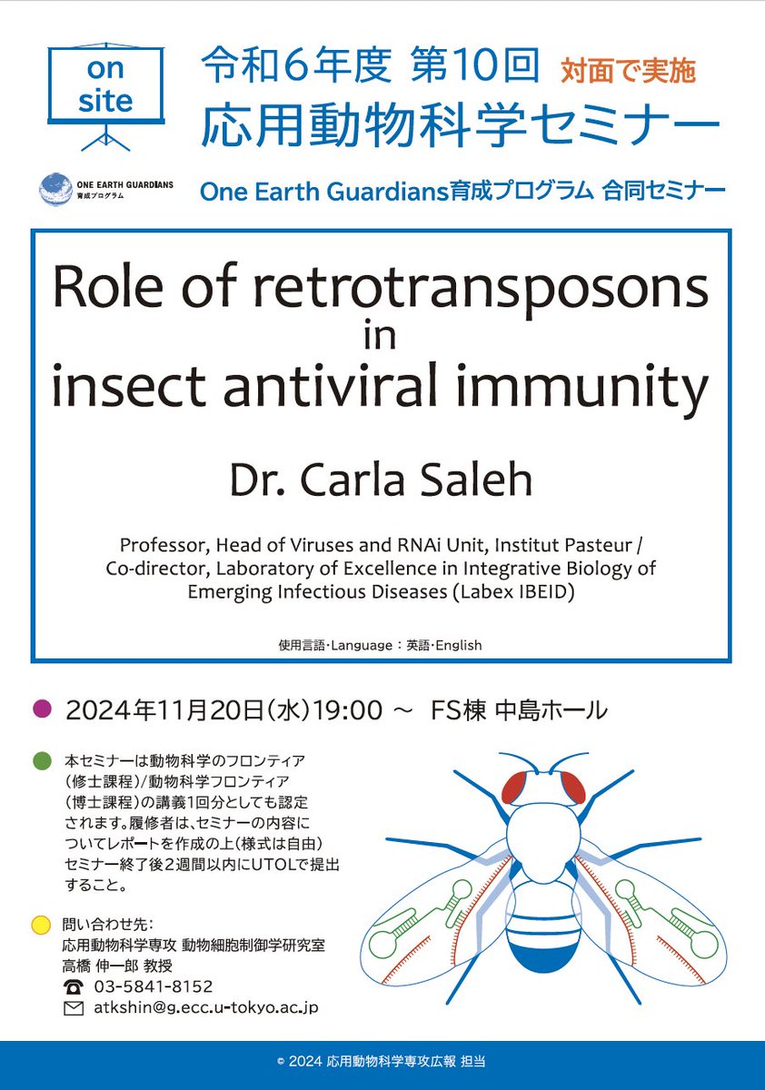 SalehLab (@salehlabparis) on Twitter photo Hello Tokyo friends, I will be presenting our work on retrotransposons and antiviral immunity in insects tomorrow at 7 pm at <a href="/UTokyo_News/">東京大学 | UTokyo</a>. Please stop by to say hi if you are around! Hello Tokyo friends, I will be presenting our work on retrotransposons and antiviral immunity in insects tomorrow at 7 pm at <a href="/UTokyo_News/">東京大学 | UTokyo</a>. Please stop by to say hi if you are around!