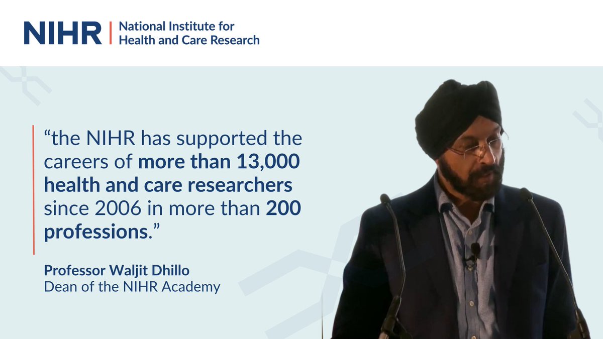 National Institute for Health and Care Research (@nihrresearch) on Twitter photo NIHR Academy Dean, Professor <a href="/WaljitD/">Waljit Dhillo</a> shares how the NIHR has supported the careers of more than 13,000 health and care researchers since 2006 in more than 200 professions.
90% who completed their award are research active following completion and these “unique offerings are NIHR Academy Dean, Professor <a href="/WaljitD/">Waljit Dhillo</a> shares how the NIHR has supported the careers of more than 13,000 health and care researchers since 2006 in more than 200 professions.
90% who completed their award are research active following completion and these “unique offerings are