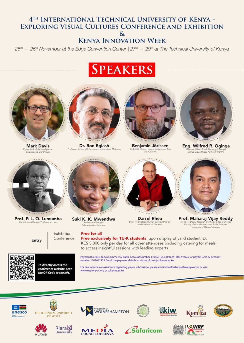 TU_Kenya's tweet photo. The 4th International Technical University of Kenya - Exploring Visual Cultures Conference and Exhibition has attracted renowned keynote speakers who will offer valuable knowledge and fresh perspectives on AI trends and innovations. Join us and let's shape the future with AI. https://t.co/kNdfZqgzJV