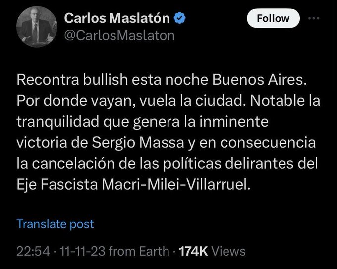 ElTrumpista's tweet photo. Notable la tranquilidad que genera la inminente victoria de Sergio Massa. https://t.co/2ExTe3a97x
