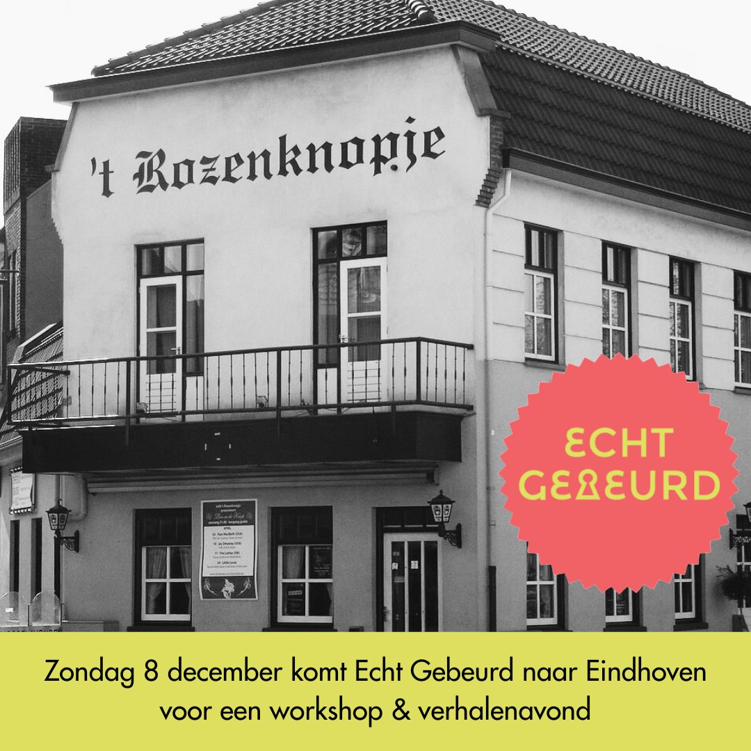 Wil jij ook een verhaal vertellen tijdens een Echt Gebeurd-editie in Eindhoven, of leren hoe je dat moet doen? Onze redactie neemt je op 8 december overdag mee in de voorbereiding op de Verhalenavond die avond. Meer info: eindhoven.op-shop.nl/15731/verhalen…