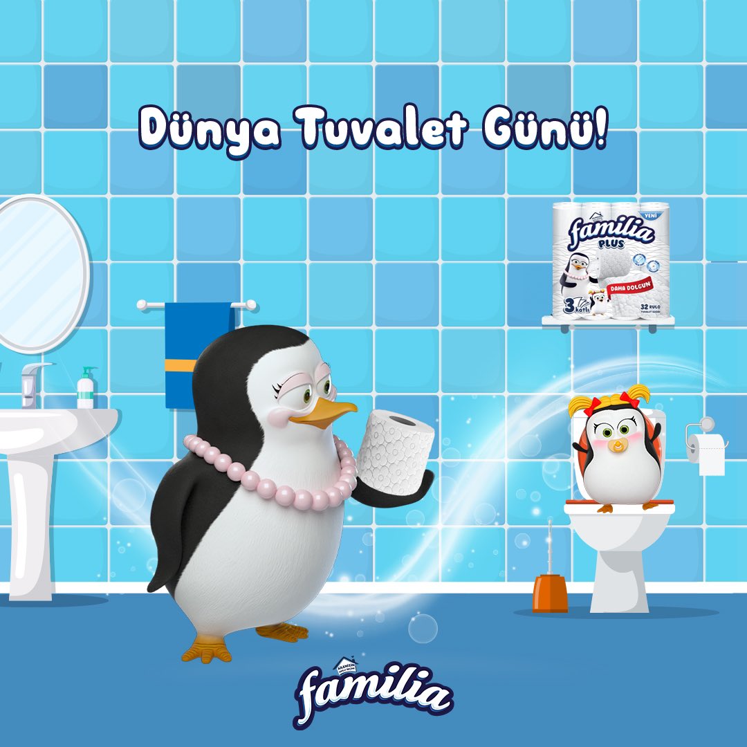 Dünya Tuvalet Günü!
Dünyanın farklı köşelerinde herkes hijyene kolayca erişebilsin diye biz buradayız! 🐧

#familia #familiatürkiye #DünyaTuvaletGünü