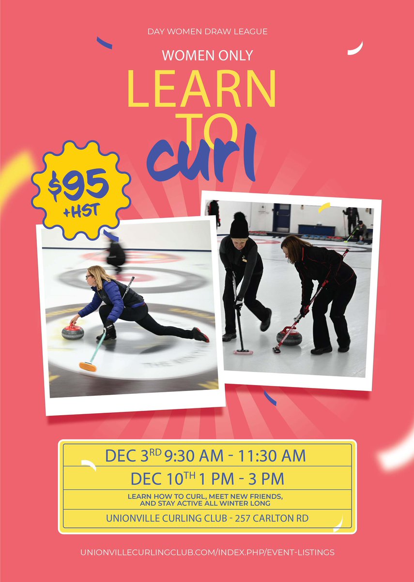 unionvillecurl's tweet image. Join us for a Women’s Only 2 week Learn to Curl and see what all the talk is about!!

Learn to Curl, meet women in the community, and learn how curling can keep you active all winter!

Details and registration: unionvillecurlingclub.com/index.php/even…

#curling #learntocurl 

@UnionvilleInfo
