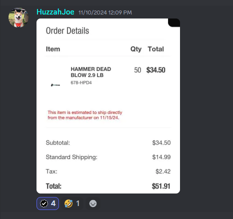 megodadeals's tweet image. 🛠️$70 for a hammer?! 😧

Snagged them for 69¢, planned to resell at $60, but orders were canceled.

Some price errors ship, some don&apos;t. Join our free Deals &amp;amp; Reselling community below to start saving and making money.

#priceglitch #priceerror #pricerror #reselling…