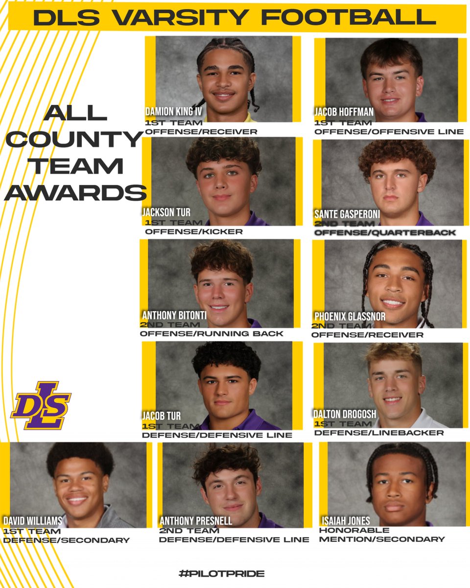 Congratulations to the Pilots on DLS Varsity Football for earning All County Awards!
Way to go, Pilots!

#PilotPride