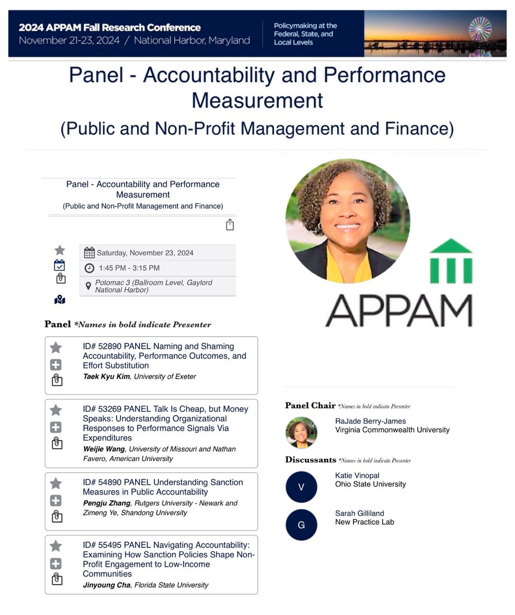 Join us soon! Our upcoming discussion will cover key aspects of Accountability and Performance Measurement in Policymaking at the Federal, State and Local Levels!

#LeadingByConvening at #2024APPAM