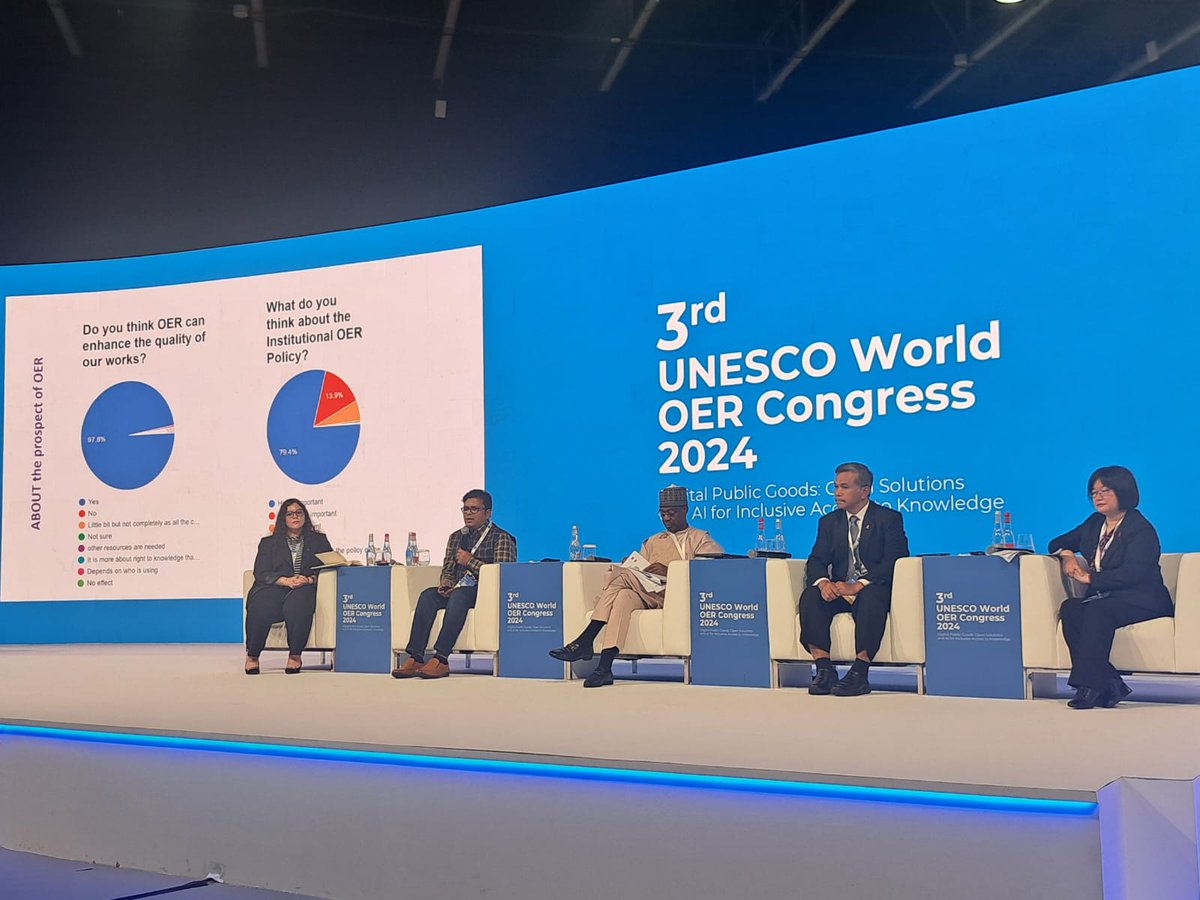 UNESCO_GCCYemen's tweet image. Happening now! 🌍 The UNESCO #OER Congress is driving impactful discussions on Open Educational Resources, fostering collaboration, and championing inclusive access to knowledge for everyone.
