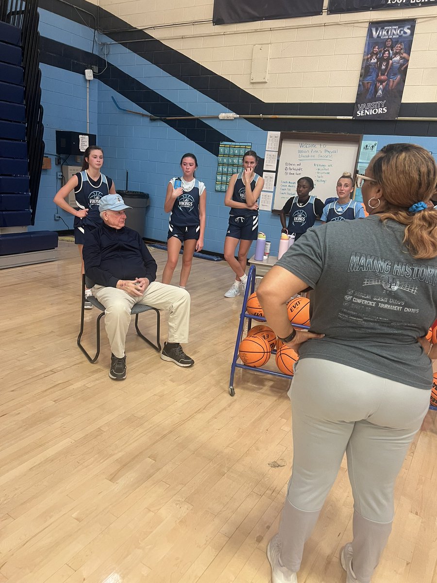 We thank the “OG Coach”, Coach Carl Salmon for sitting in on practice and giving us great tips to start the season! Coach Salmon and the Lady Vikings won the school’s only State Championship in 1976!