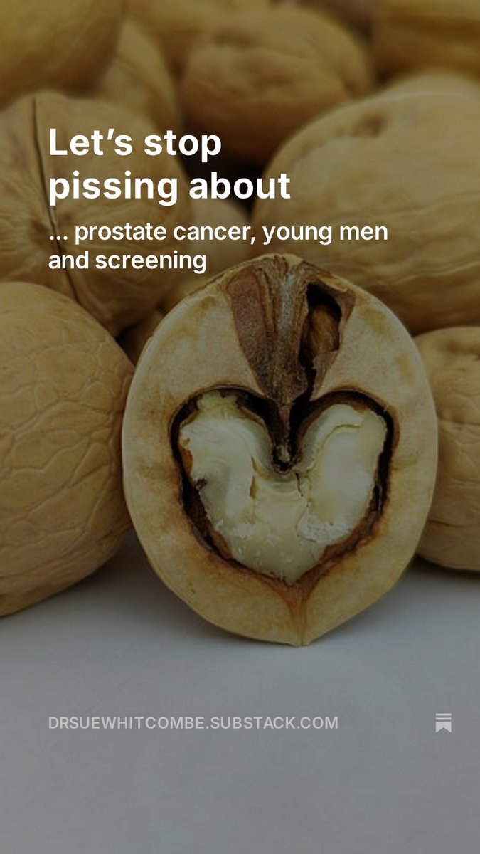 Dr Sue Whitcombe (@drsue2014) on Twitter photo More than 52,000 UK men are diagnosed with prostate cancer every year: 580 are under the age of 50
If it helps just one man - one son, one dad, one partner, one dear friend ...
drsuewhitcombe.substack.com/p/lets-stop-pi…
<a href="/ProstateUK/">Prostate Cancer UK</a>
<a href="/MensHealthForum/">Men's Health Forum</a>
<a href="/UKMensDay/">International Men's Day UK</a>
<a href="/APPGMenBoys/">APPG Men&Boys</a>
<a href="/wesstreeting/">Wes Streeting</a> More than 52,000 UK men are diagnosed with prostate cancer every year: 580 are under the age of 50
If it helps just one man - one son, one dad, one partner, one dear friend ...
drsuewhitcombe.substack.com/p/lets-stop-pi…
<a href="/ProstateUK/">Prostate Cancer UK</a>
<a href="/MensHealthForum/">Men's Health Forum</a>
<a href="/UKMensDay/">International Men's Day UK</a>
<a href="/APPGMenBoys/">APPG Men&Boys</a>
<a href="/wesstreeting/">Wes Streeting</a>