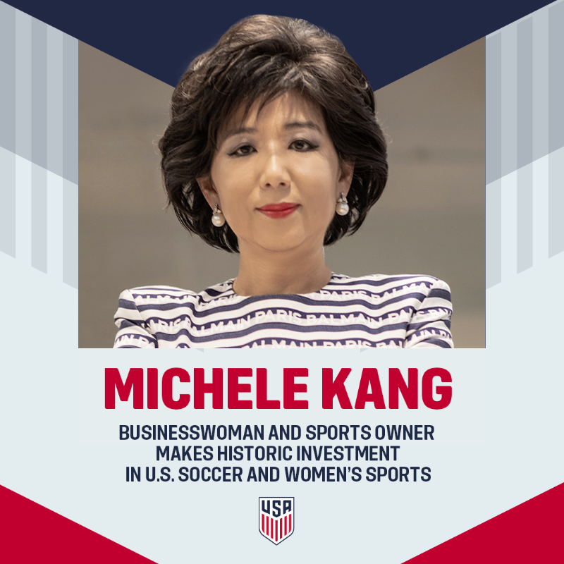 ussoccer's tweet photo. Michele Kang's generous and historic donation will further U.S. Soccer’s work in service to women's soccer programs at all levels and in all capacities - on and off the pitch.

The investment from Kang will provide resources to impact generations of young female athletes.